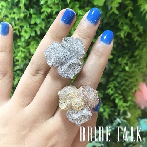 Bride Talk Luxury Brand Wedding Ring For Women Cubic Zirconia Super Quality Christmas Gift Dubai Bridal Jewelry Accessories