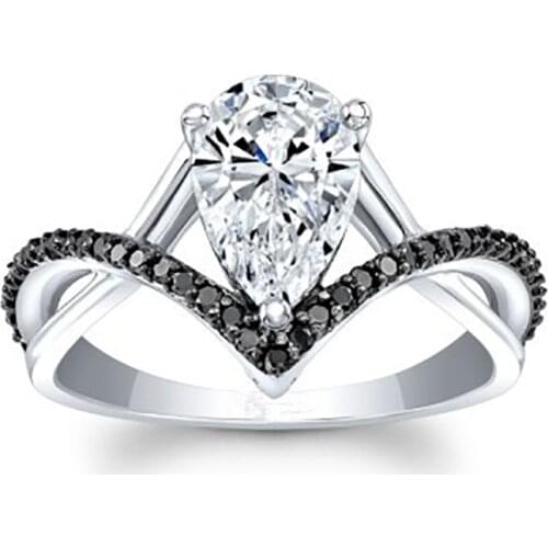 2021 New Trendy Cross Pear 925 Sterling Silver Engagement Ringfor Women Lady Anniversary Gift Jewelry Bulk Sell Moonso R5815