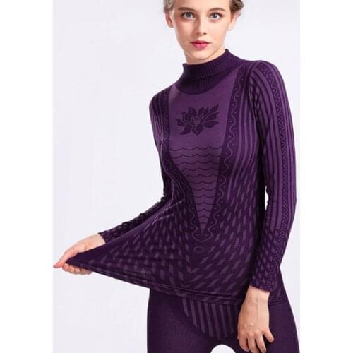 2020 New Fashion Printed Striped Womens Thermal Underwear Set Winter Turtleneck Cotton Long Johns Women thermo Clothing Pajamas