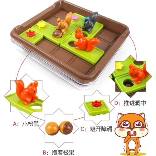 Crazy Squirrel Kids Puzzle Portable Table Mindfulness Training Brain Game Toys Logic Board Game Exercise Memory squirrels go nut