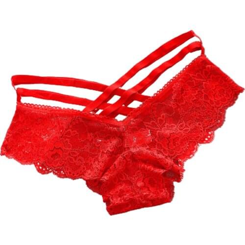 Plus Size Pantie Sexy Women Underwear Criss-cross Bandage Hollow Out Briefs Lace Stretchy Underpants Thong Women Pantie