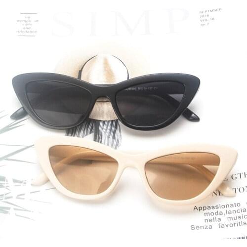Samjune Retro Vintage Cat Eye Fashion Sunglasses Color Personality Transparent Small Frame Fashion Sun Glasses