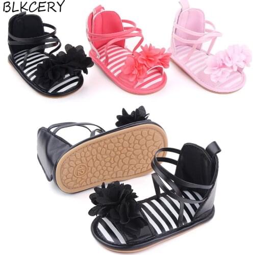 Baby Girl Sandales Newborn Summer Shoes Toddler Princess Rubber Sole Flats for 1 Year Infant Leather Sandalen Cute Flowers Shoe