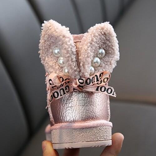 Snow Boots Kids 2020 Korean Winter Girls Felt Warm Princess Pu Waterproof Plush Boots Baby Boot Shoes Girl Children Footware