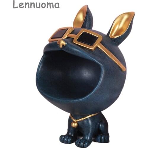 Lennuoma Resin Lucky Big Mouth dog Storage Box Figurine Home Decor Sculpture Modern Art Ornamental Nordic Decorative Key Storage