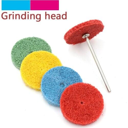 5pcs Mini Brush Abrasive Wheel Nylon Fiber Grinding Sanding Head +1pcs 2.35/3mm Shank Buffing Polishing Wheel Tools For Dremel