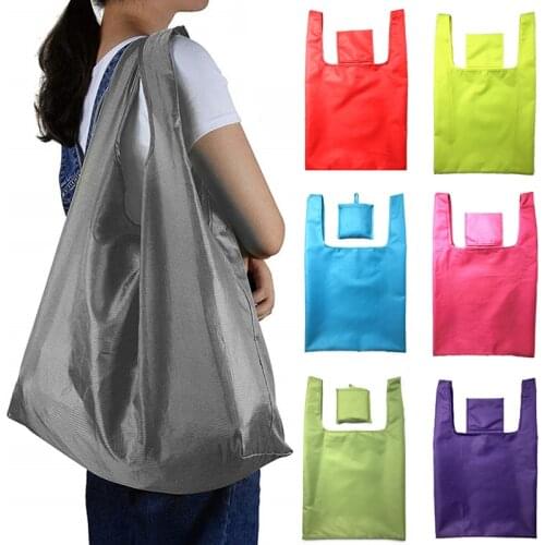 1Pcs Foldable Oxford Cloth Waterproof Shopping Bag Portable Pure Color Large Capacity Totes Reusable Food storage Bag