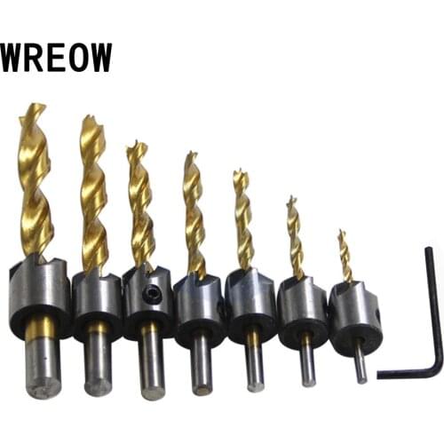 5 Flute Counter sink Drill Bit End Milling Wood Reamer Carpentry Chamfer 3/4/5/6mm Sink Hole Reaming Woodworking Power Tools