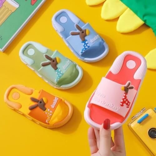 Childrens Slippers Summer Boys Indoor Home Bath Anti-slip Soft-soled Cute Girl Cartoon Little Girl Baby Slippers Kids
