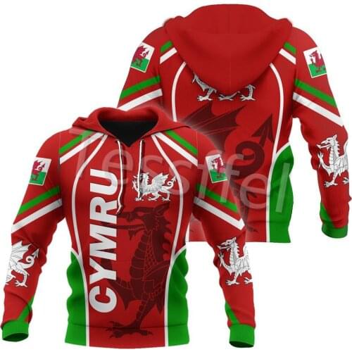 Tessffel Red Dragon Wales 3D Printed Mens Sweatshirt Zipper Hoodie Unisex Casual Jacket Autumn/Winter Dropshipping Style-13