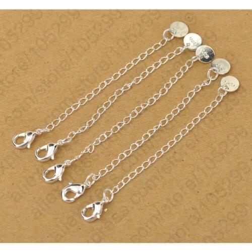 925 Sterling Silver Extension Tail Chains With Tag Lobster Clasps For Necklace Bracelet DIY Jewelry Accessory Findings