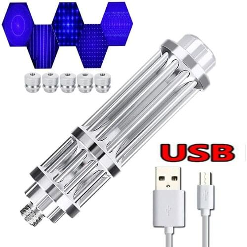 USB high power laser blue laser flashlight adjustable focus laser burning match/candle/cigar powerful hunting laser sight