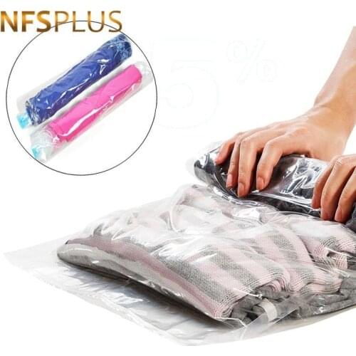 5PCS/LOT Travel Storage Bags 35x50CM PE and PET Trasparent Hand Rolling Compression Vacuum Bag Saving Room In Your Suitcase