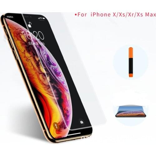 Screen Protector for Iphone XS Max Nano Liquid Full Glue Tempered Glass & UV Light & Liquid Glue for Iphone X XR XS UV Glass