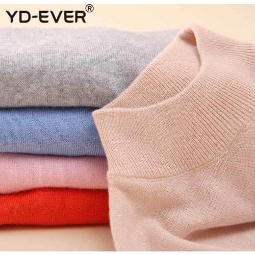 Fashion cashmere mixed womens knitted nightgown Autumn tops Winter turtleneck womens high pullovers long color sleeve