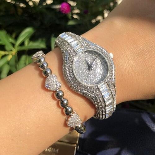 Women Watches Shockproof Waterproof Luxury Zircon Ladies Watch bracelets Quartz Rhinestone CrystalGold Color Wristwatch Gift CZ