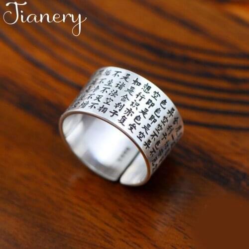 JIANERY Personality Silver Color Character Rings For Women Bridal Wedding Jewelry Adjustable Size Finger Rings
