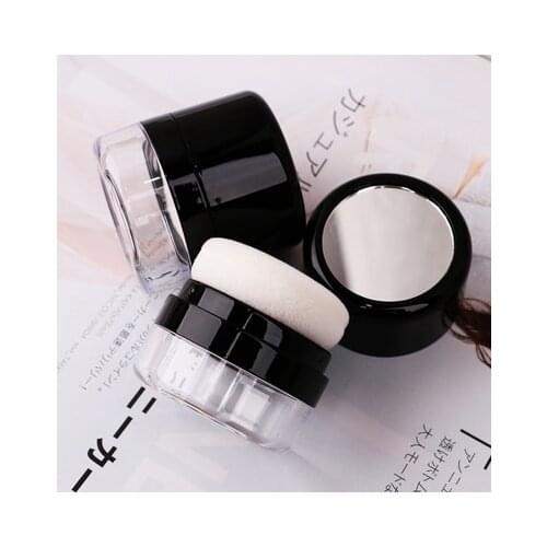10pcs Cut Empty Loose Powder jars With Mirror Powder Puff,Black DIY Make up Powder Compact Cosmetic Packing container