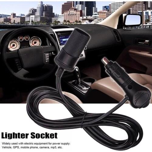 12V Wire Adapter Plug Socket Lead Connector Ignition Accessory Cord Car Cigarette Lighter Extension Cable Black Car Accessories