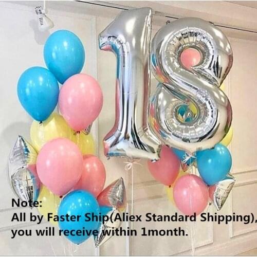 30'' 40'' Big Foil Birthday Balloon Air Helium Number Balloons Happy Birthday Party Decorations Rose Gold Silver Number Ballon