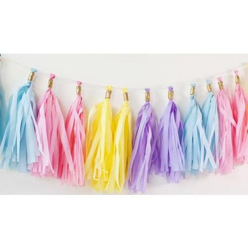 5pcs/lot 14inch Tissue Paper Tassels Garland for Wedding Baby Shower Decoration DIY Birthday Party Event Party Supplies Dropship