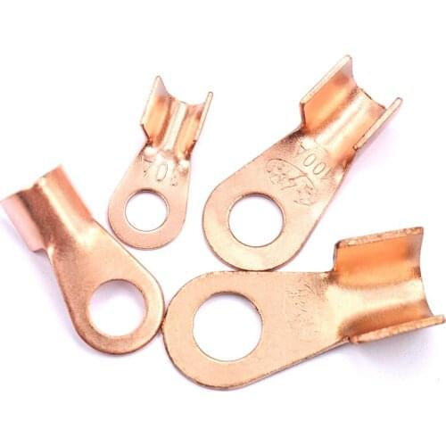 5pcs Large current wiring copper round nose wiring nose opening nose 30A 60A100A 150A wiring copper terminal