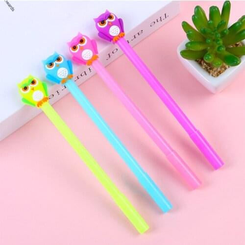 50PCS Koreas New Owl Neutral Pen Cute Student Test Black Water-based Pen Cartoon Office Supplies Signature Pen Stationery
