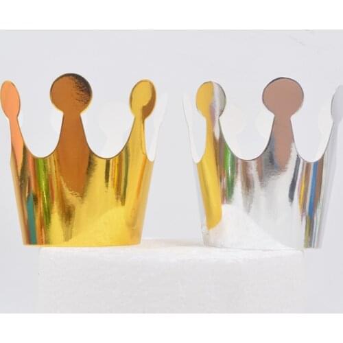 50pcs Gold Silver Child Crown Paper Top Hats Cap Birthday Celebration Baby Shower Hat Cute Party Decoration Supplies Photo Props