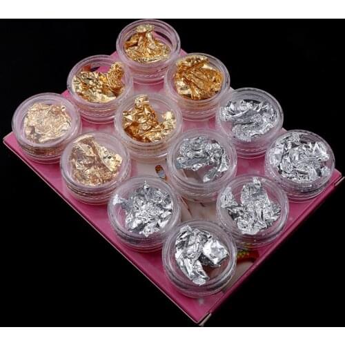 12 Box /Set Gold Silver Irregular Aluminum Foil Paper Glitter DIY UV Resin Epoxy Mold Makeing Jewelry Filling For DIY Jewelry