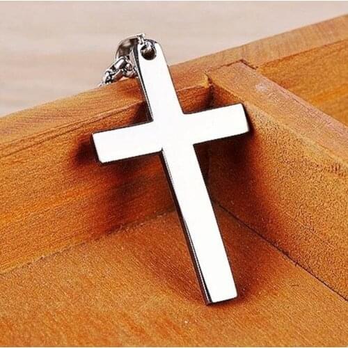 Cross Pendant Necklace Jewelry Single Smooth Geometry Alloy In Stainless Steel Chain Simple Men 3 Colors drop shipping