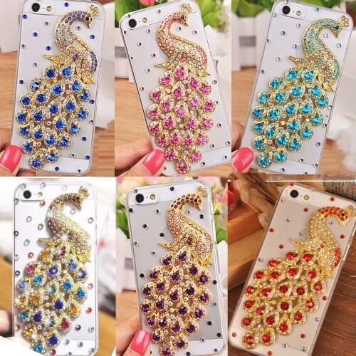 Soft TPU Rhinestone Crystal Diamond Peacock Back Phone Case Cover For iPhone 12 11 Pro Max XR X 6 Plus 7 8 Plus