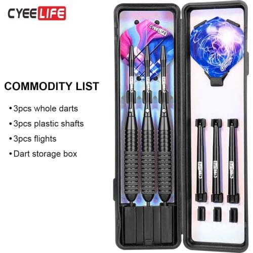 CyeeLife Professional 26g Steel Tip Darts with carry case,Aluminium&PVC Shafts,Extra Flights,Home darts set