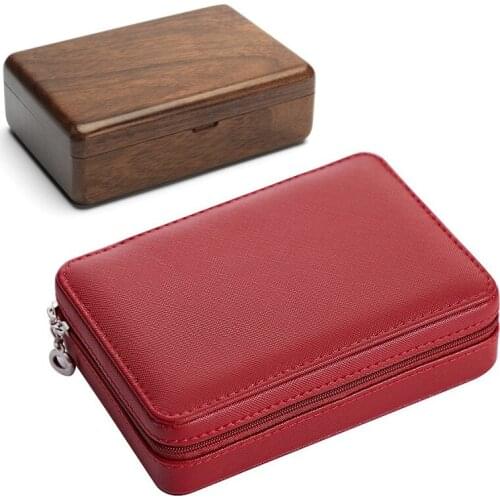 Travel Wood Wooden Jewelry Packing Case & Korean Style Jewelry Box Organizer Display Storage Leather Large Big Mirror