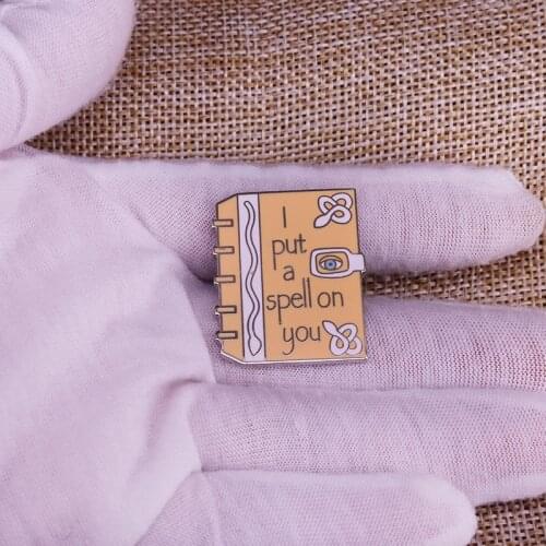 I put a spell on you enamel pin magic spell book brooch