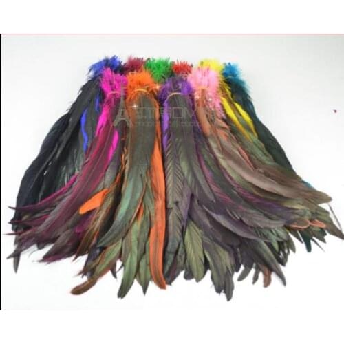 Art DIY clothing sewing feather 20-25CM color dyed cock feathers wedding dress up stage decoration 35pc / lot