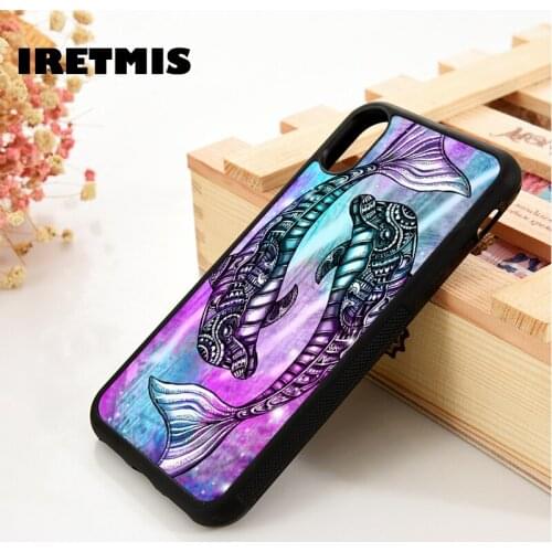 Iretmis 5 5S SE 6 6S Silicone phone case cover for iPhone 7 8 plus X Xs 11 Pro Max XR Dolphin swimming jumping pretty pattern