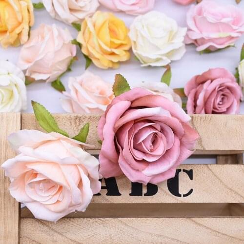 5pcs 10cm Artificial Flower Heads Silk Rose Fake Flowers Head for Home Wedding Decorations DIY Gifts Decorative Silk Peonies