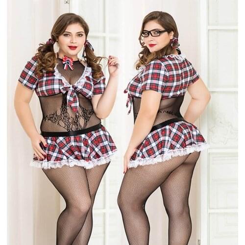 JSY Plus Size Sexy School Girl Uniform Lingerie Set Student Dress Cosplay Erotic Bodysuit Costumes Sex Role Play Outfits Suits