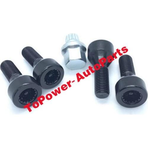 Wheel Bolts Locks Set Black Lug Bolts 36136786419 for BMWW 1 3 5 6 Series Z4 135i 318i 540i 645Ci 850Ci 36136773191 36136786426
