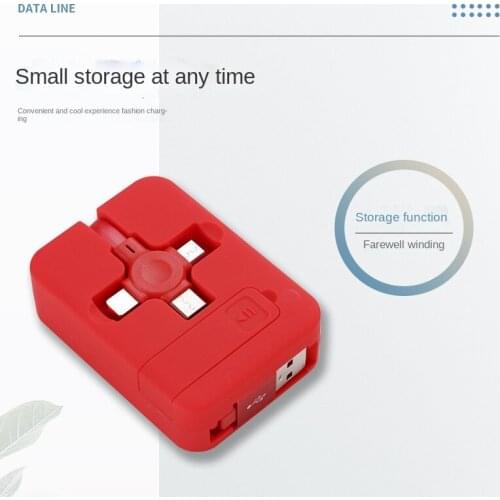 Creative Macaron Mobile Phone Bracket Telescopic, USB To Micro USB/Lightning/Type-C 3 In 1 Data Line Charging Line Storage Box