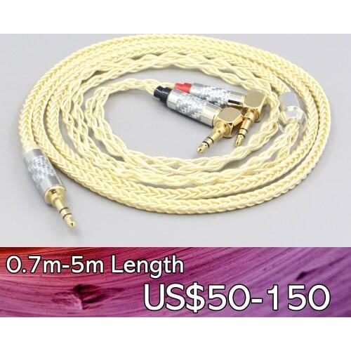 LN007626 8 Core Gold Plated + Palladium Silver OCC Alloy Cable For Verum 1 One Headphone Headset L Shape 3.5mm Pin Earpohone