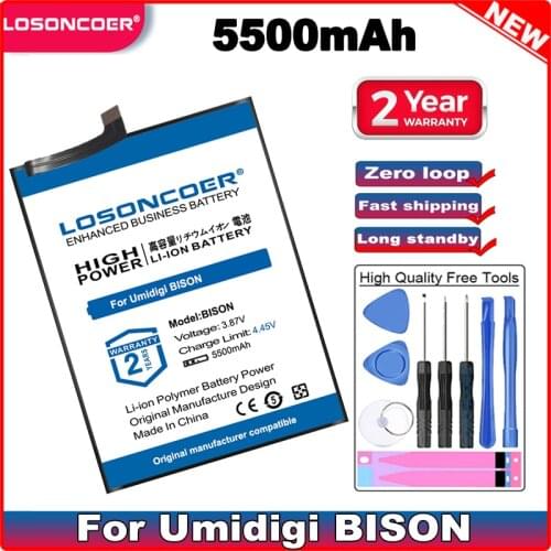 LOSONCOER 5500mAh BISON Battery For Umidigi BISON Mobile Phone Battery