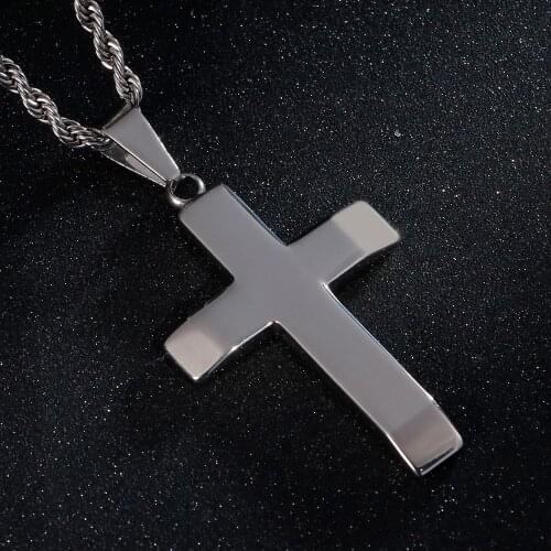 Stainless Steel Cross Pendant Necklace For Men Fashion Vintage Necklace For Male Metal Jewelry