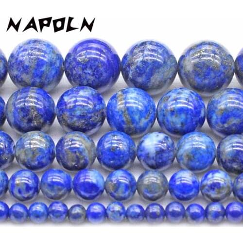NAOOLN Natural Stone Beads Lapis Lazuli Round Loose Stone Beads 4/6/8/10/12mm For Jewelry Making DIY Bracelet Earrings 15