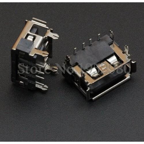 New 10PCS 2.0 USB Connector Adapter DIP Female Socket 4 Feet 10.0mm High 4 Pin with Brim RoHS