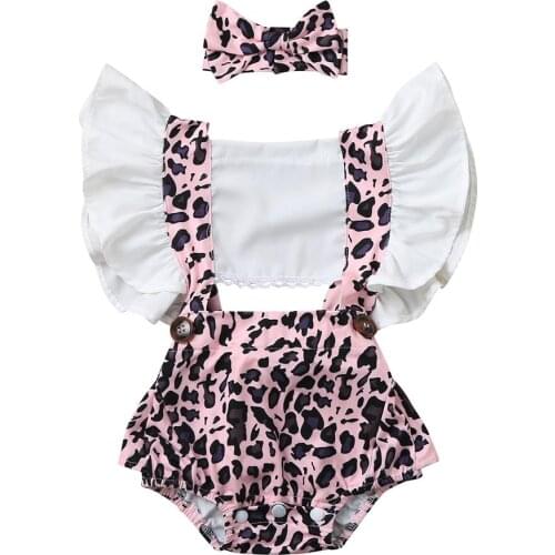 2020 Summer New Infant Baby Girls Ruched Leopard Print Romper Bodysuit Outfits Clothes Newborn Baby Boy Soft Cotton Clothes