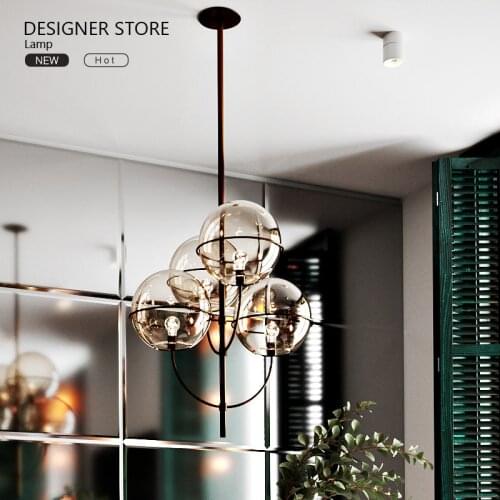 The new restaurant high transparent personality glass ball Nordic style simple bubble magic bean chandelier