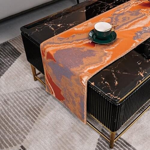 New Chinese Style Light Luxury Table Runners High-grade Rectangular Table Cloth Modern Orange Blue Table Covers Home Decoration