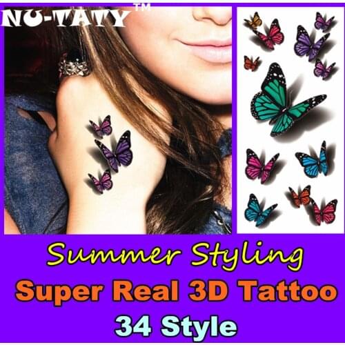 Nu-TATY Super Real 3d Temporary Tattoo Body Art 34 Style Flash Tattoo Stickers 19*9cm Waterproof Henna Fake Tatoo Beauty Selfie
