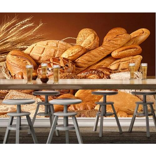 Bakery Wallpaper,Wheat With Bread,3D Modern Mural Used for Restaurant Cafe Background Wallpaper papel de parede home decor